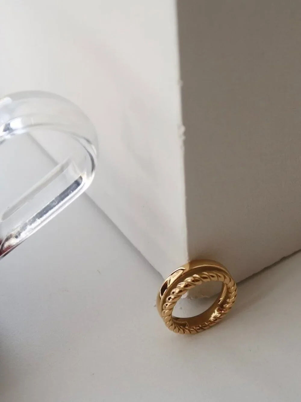 NEW 18K Gold Plated Double Layer Open Ring 0